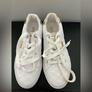 Guess White and Gold Classic Sneakers